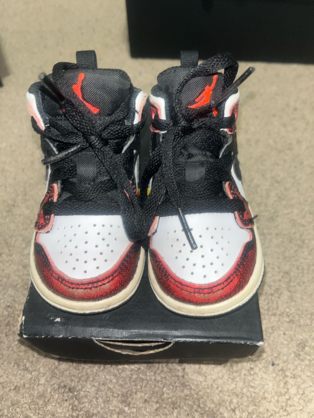 Jordan Kids High-Top Sneakers in Black, White and Red